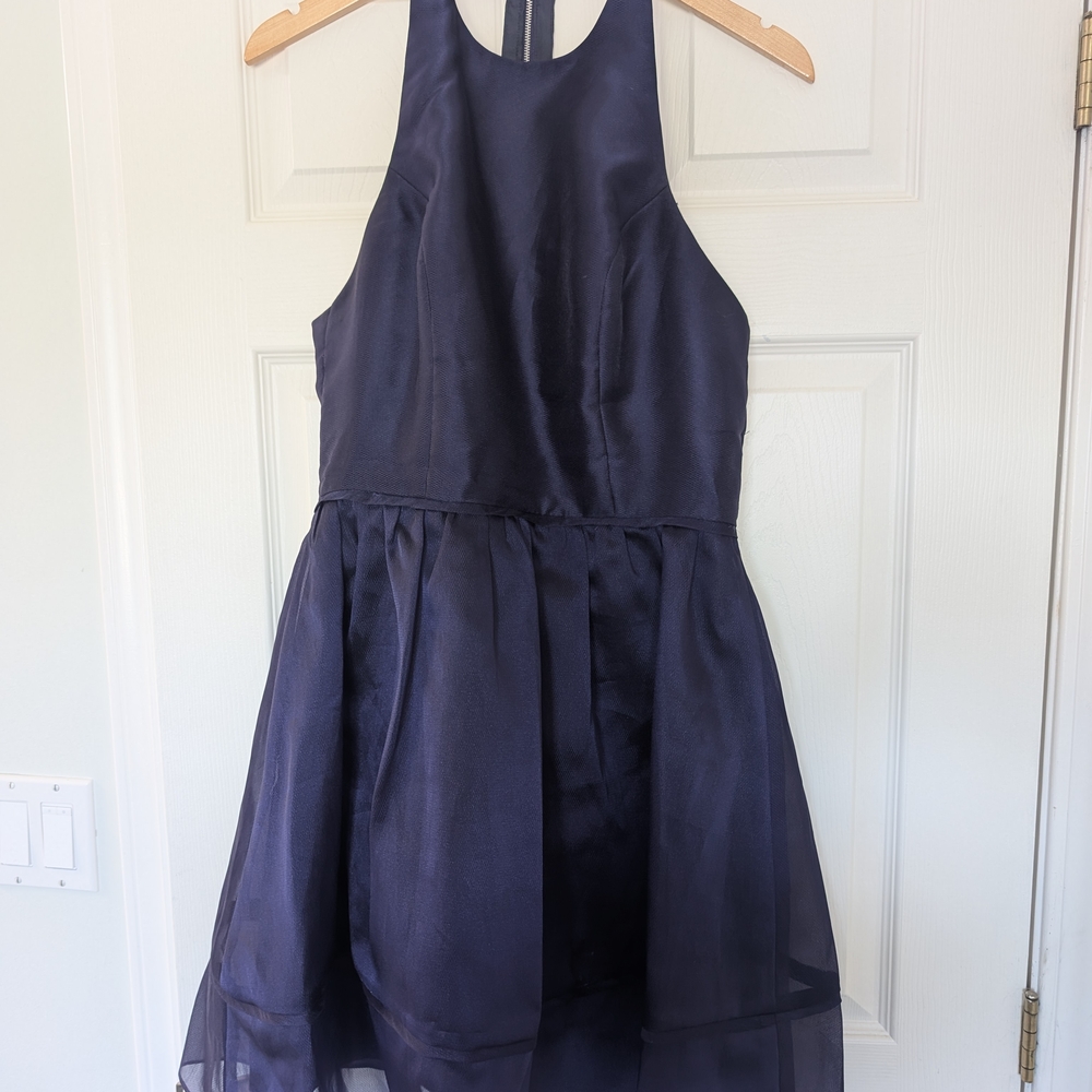 Purple Halter Fit and Flare Midi Dress for Prom